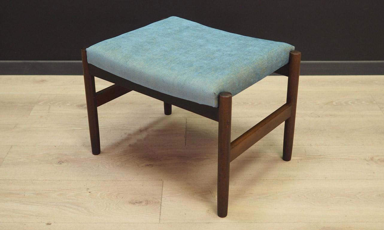 Woodwork Turquoise Footrest Oak 1970s Vintage Danish Design For Sale