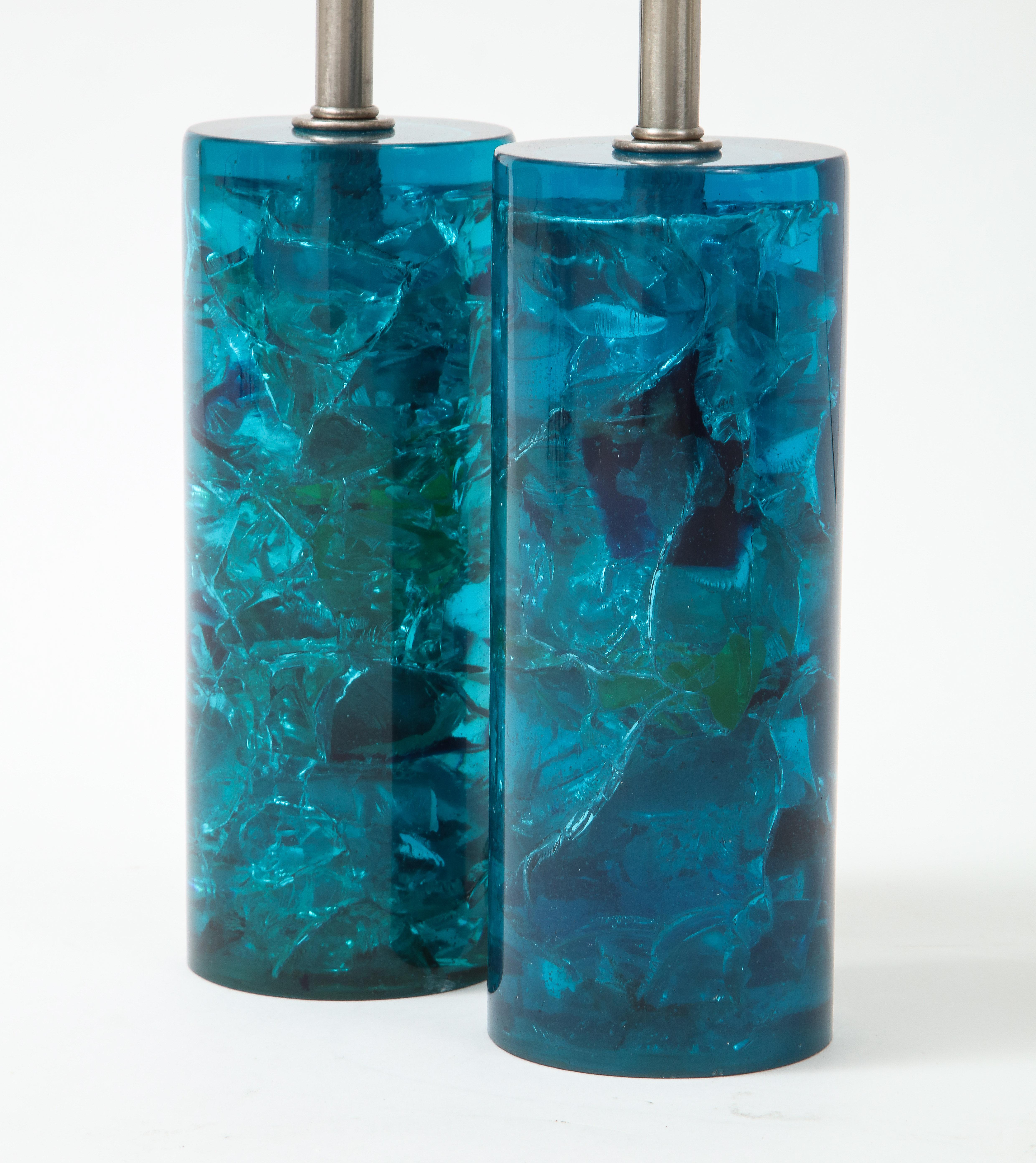 Modern Turquoise Fractal Resin Lamps, Marie Claude Fouquieres