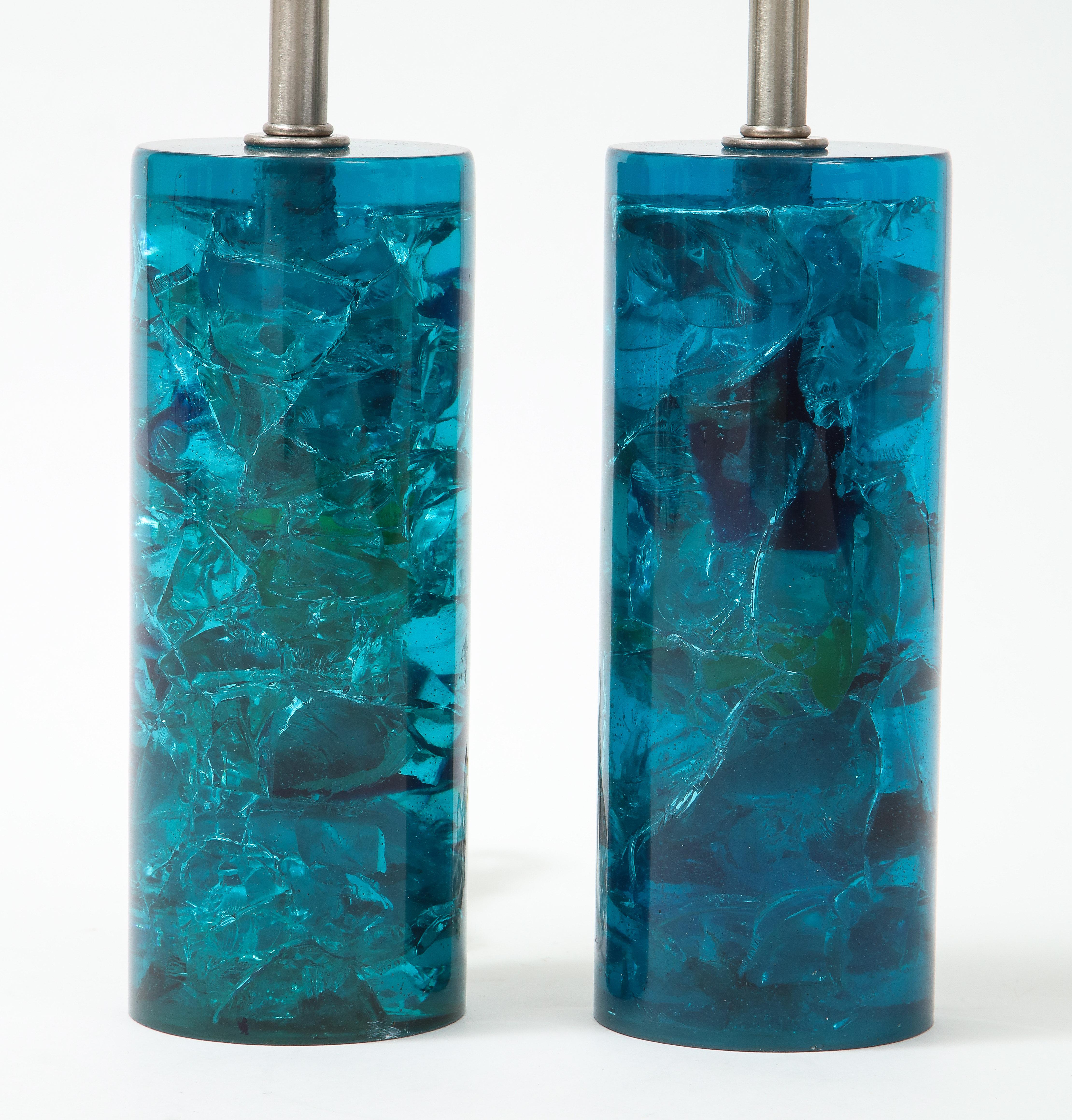 French Turquoise Fractal Resin Lamps, Marie Claude Fouquieres