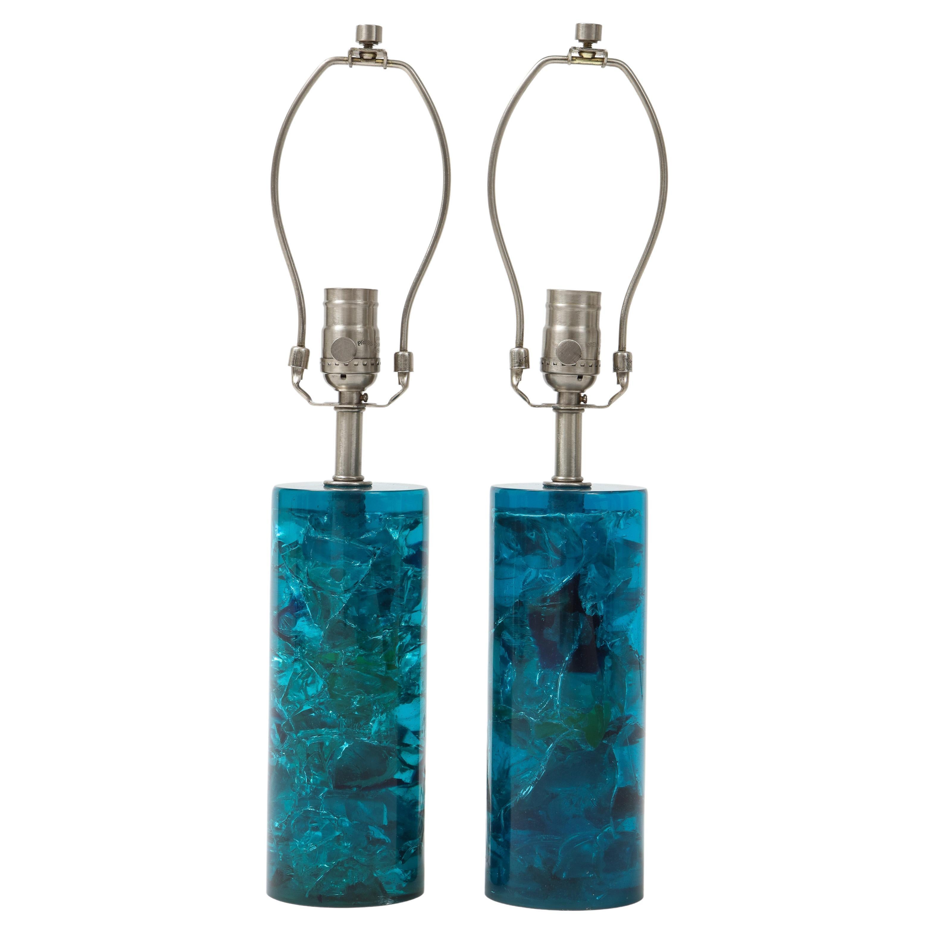 Turquoise Fractal Resin Lamps, Marie Claude Fouquieres