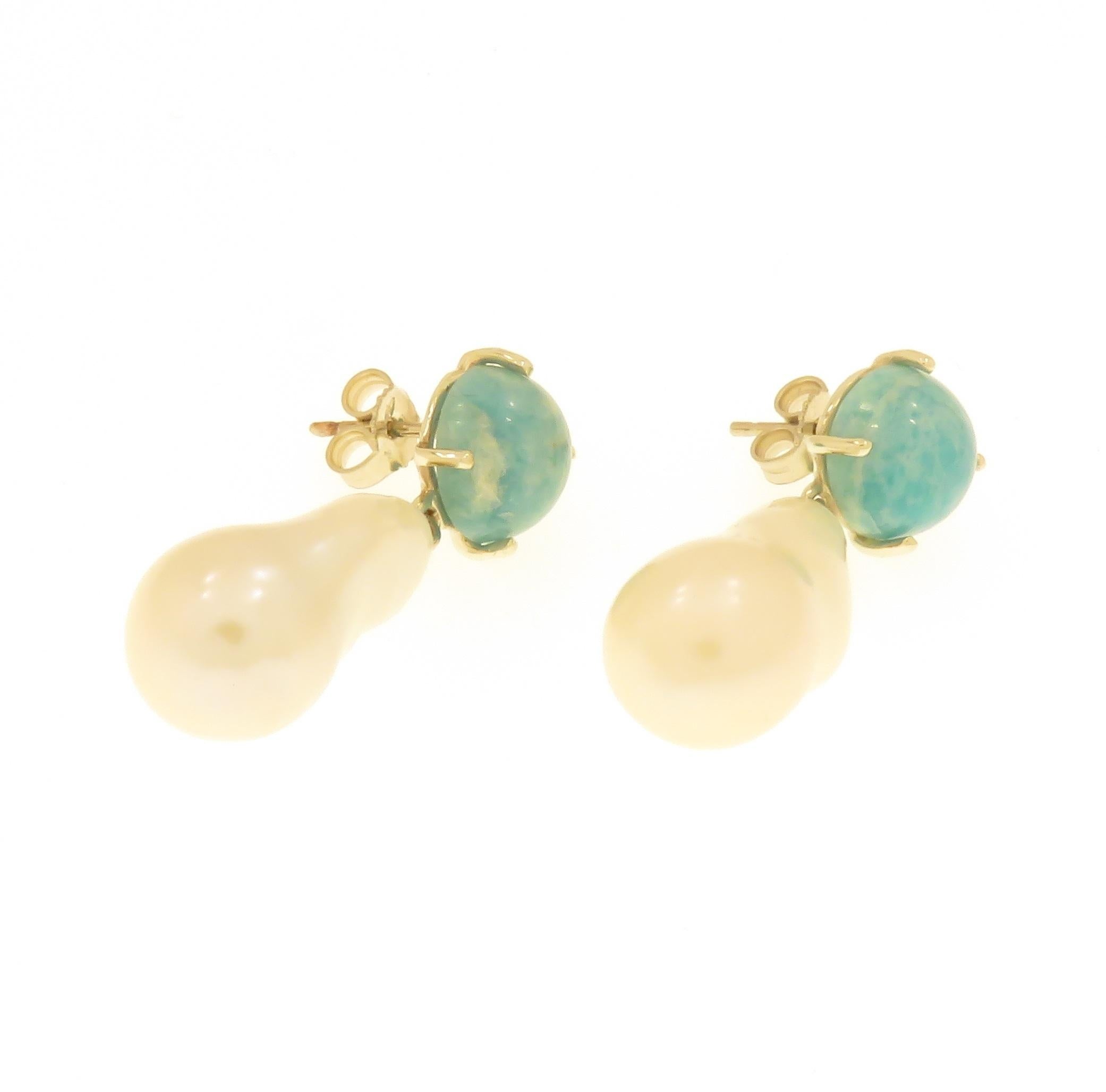turquoise and pearl earrings