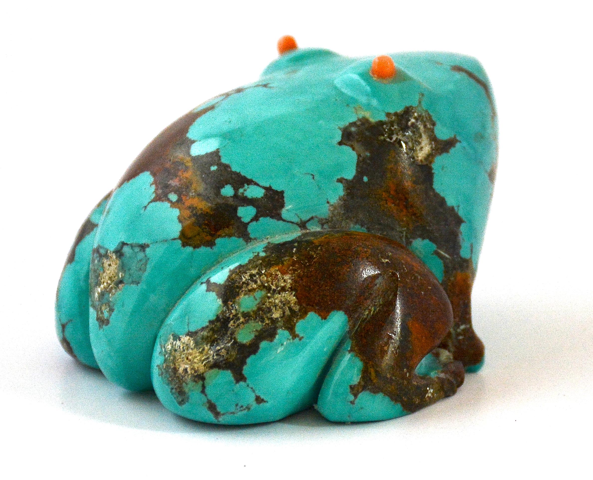 Native American Turquoise Frog Fetish, 1990 For Sale