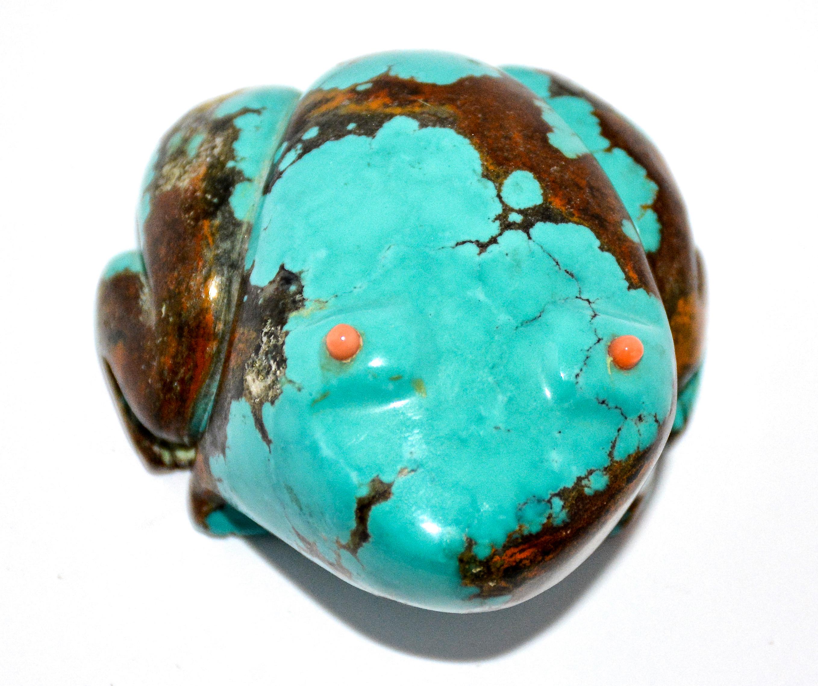 20th Century Turquoise Frog Fetish, 1990 For Sale
