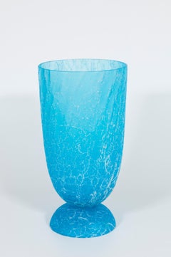 Turquoise Ghiaccio Glass Pedestal Vase by Cenedese Vetri d'Arte, Italy, 1960s