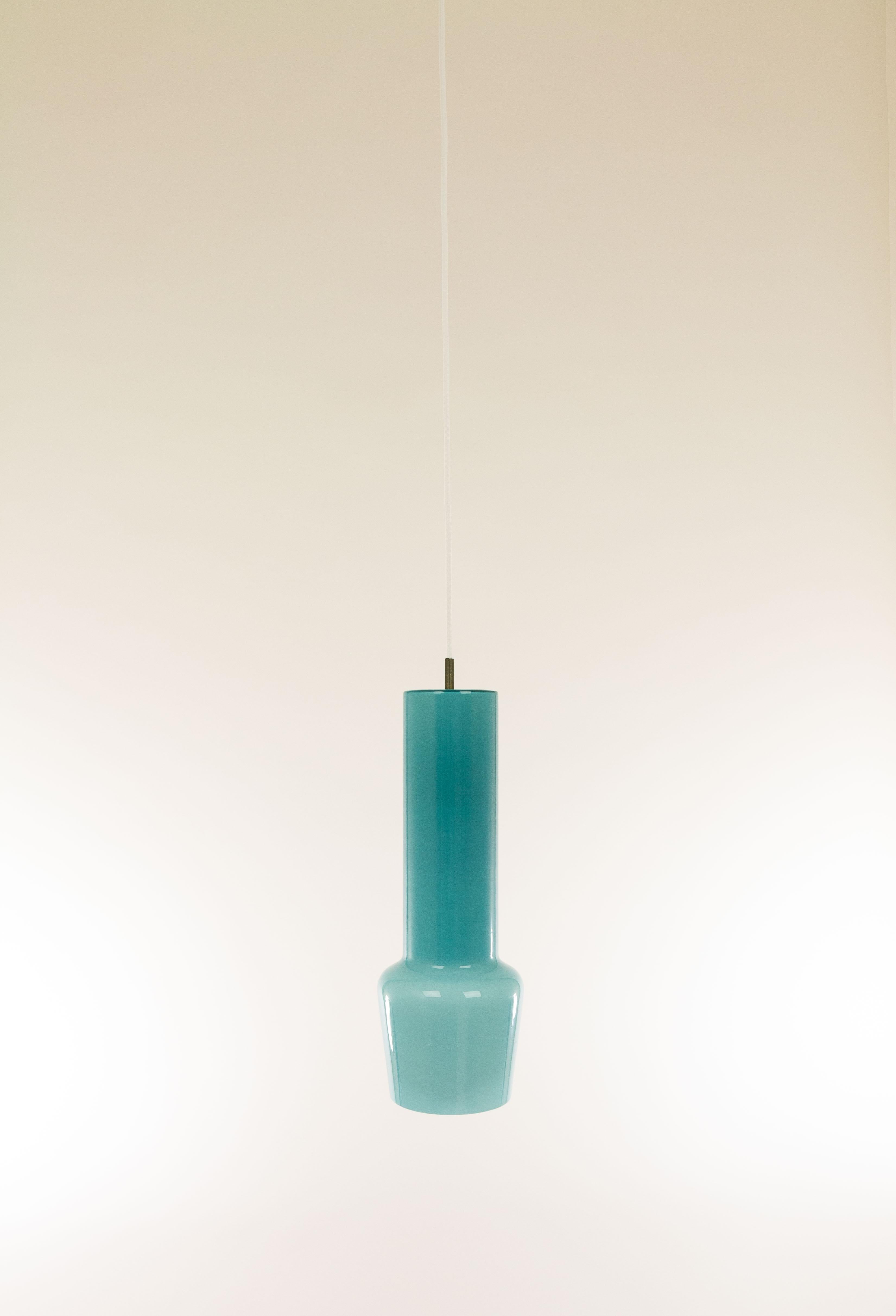 Mid-Century Modern Turquoise Glass Pendant by Massimo Vignelli for Venini, 1950s