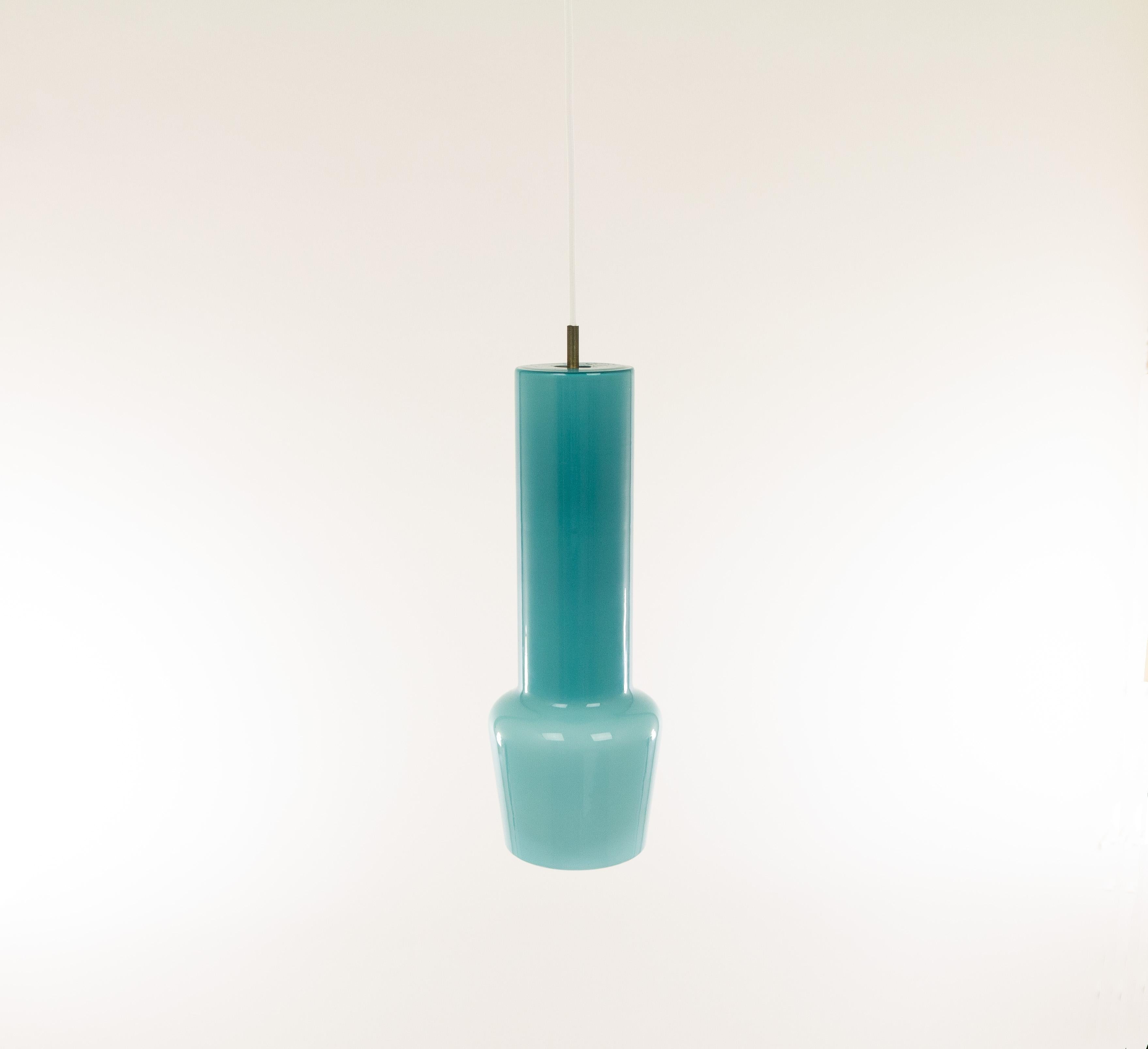 Italian Turquoise Glass Pendant by Massimo Vignelli for Venini, 1950s