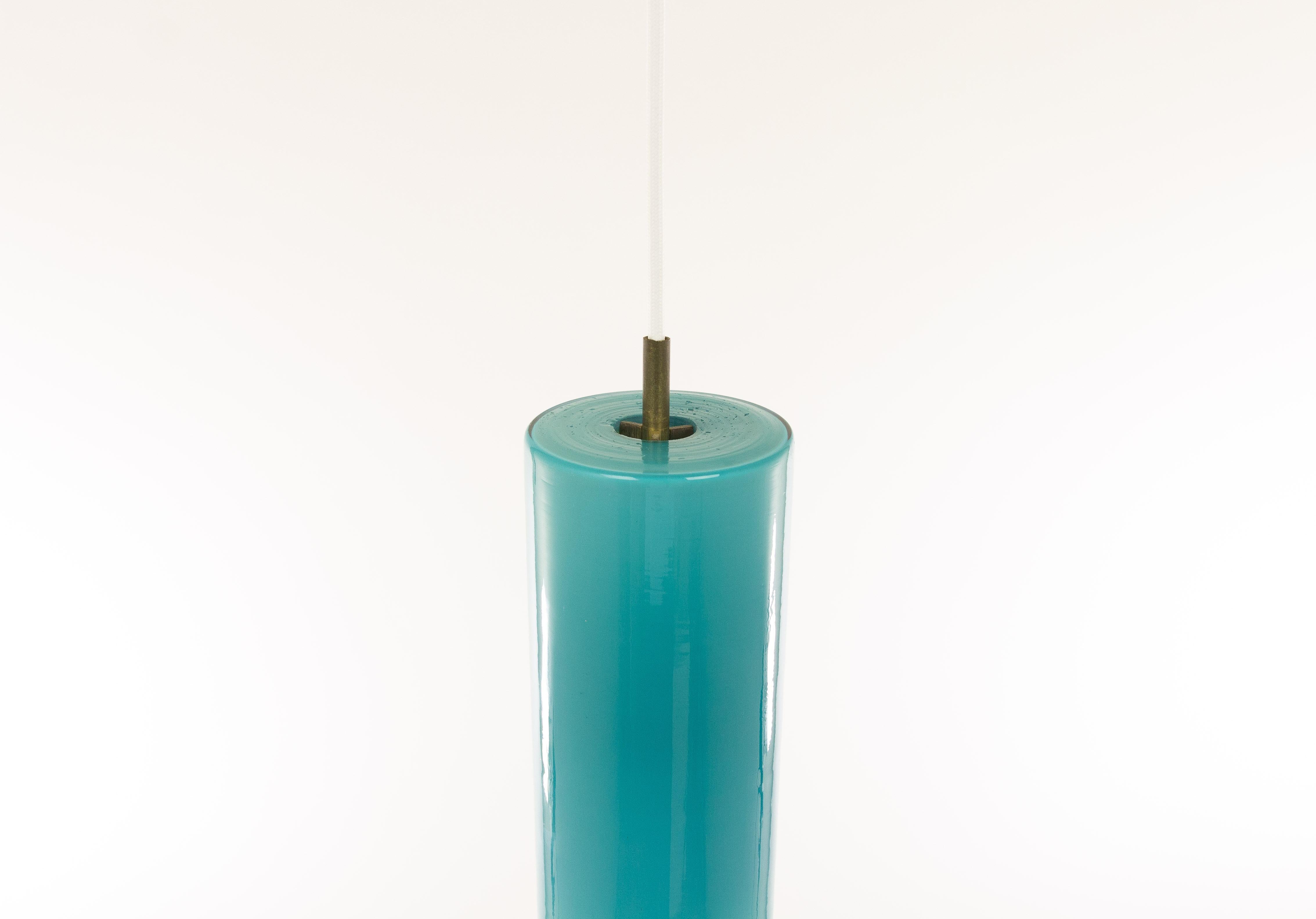Turquoise Glass Pendant by Massimo Vignelli for Venini, 1950s In Good Condition In Rotterdam, NL