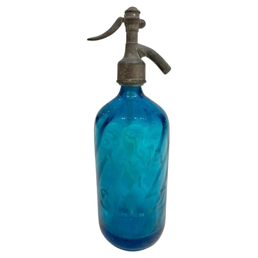 Turquoise Glass Seltzer Bottle For Sale