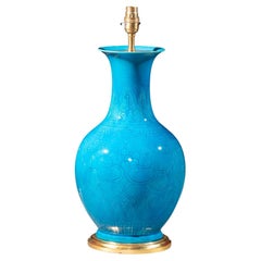 Turquoise Glazed Baluster 19th Century Chinese Table Lamp