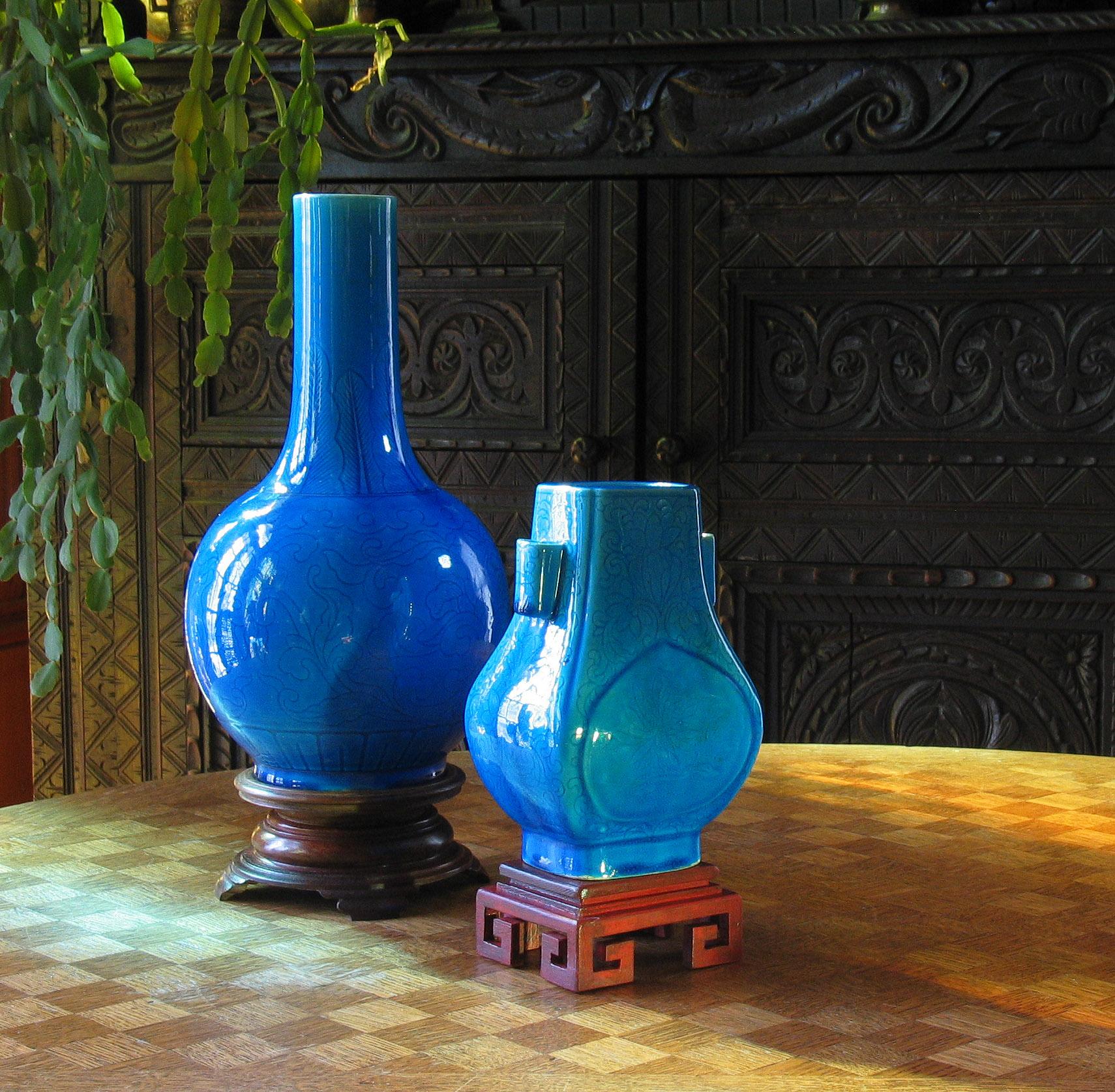 Turquoise Glazed Bottle Vase Tianqiuping Qing Dynasty, 19th Century 6