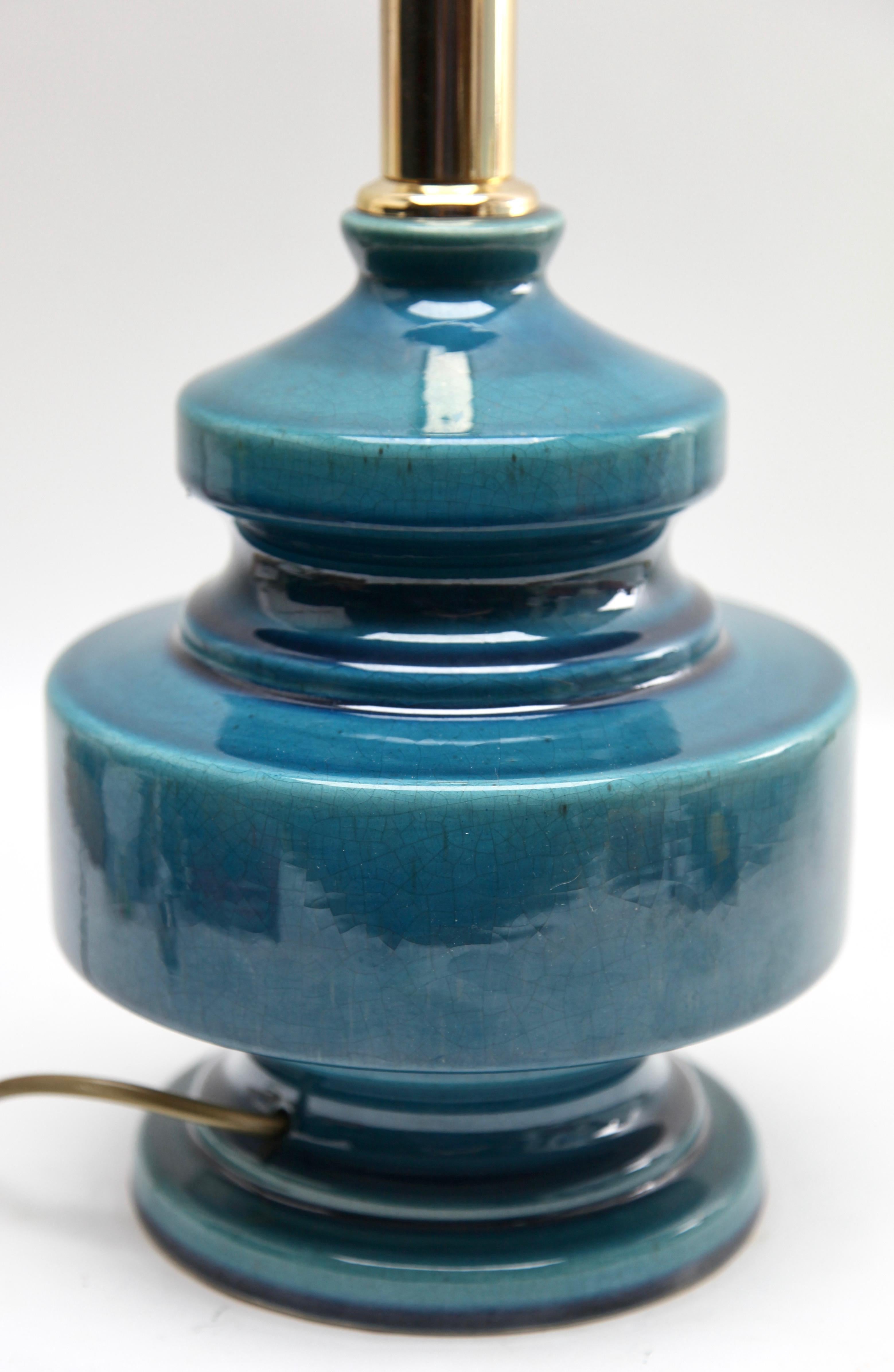 Turquoise Glazed Ceramic Table Lamp with Crackle Glaze 1