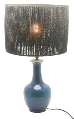 Turquoise Glazed Chinese Ceramic Table Lamp with Crackle Glaze