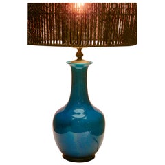Turquoise Glazed Chinese Ceramic Table Lamp with Crackle Glaze