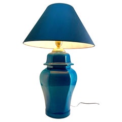  Turquoise Glazed Large Chinese Ceramic Table Lamp with Crackle Glaze