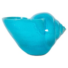 Vase à coquillage bleu turquoise émaillé Jardinière, grande échelle