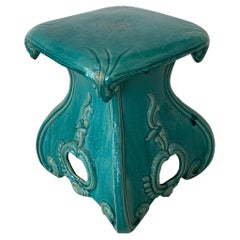 Turquoise Glazed Terra Cotta Garden Seat