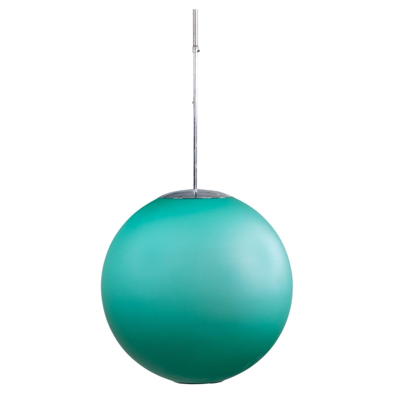 Turquoise Globe Ceiling Lamp by Fontana Arte, Italy Mid-20th Century For Sale