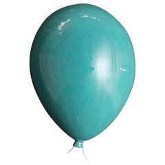 Turquoise glossy ceramic balloon sculpture handmade for wall, ceiling