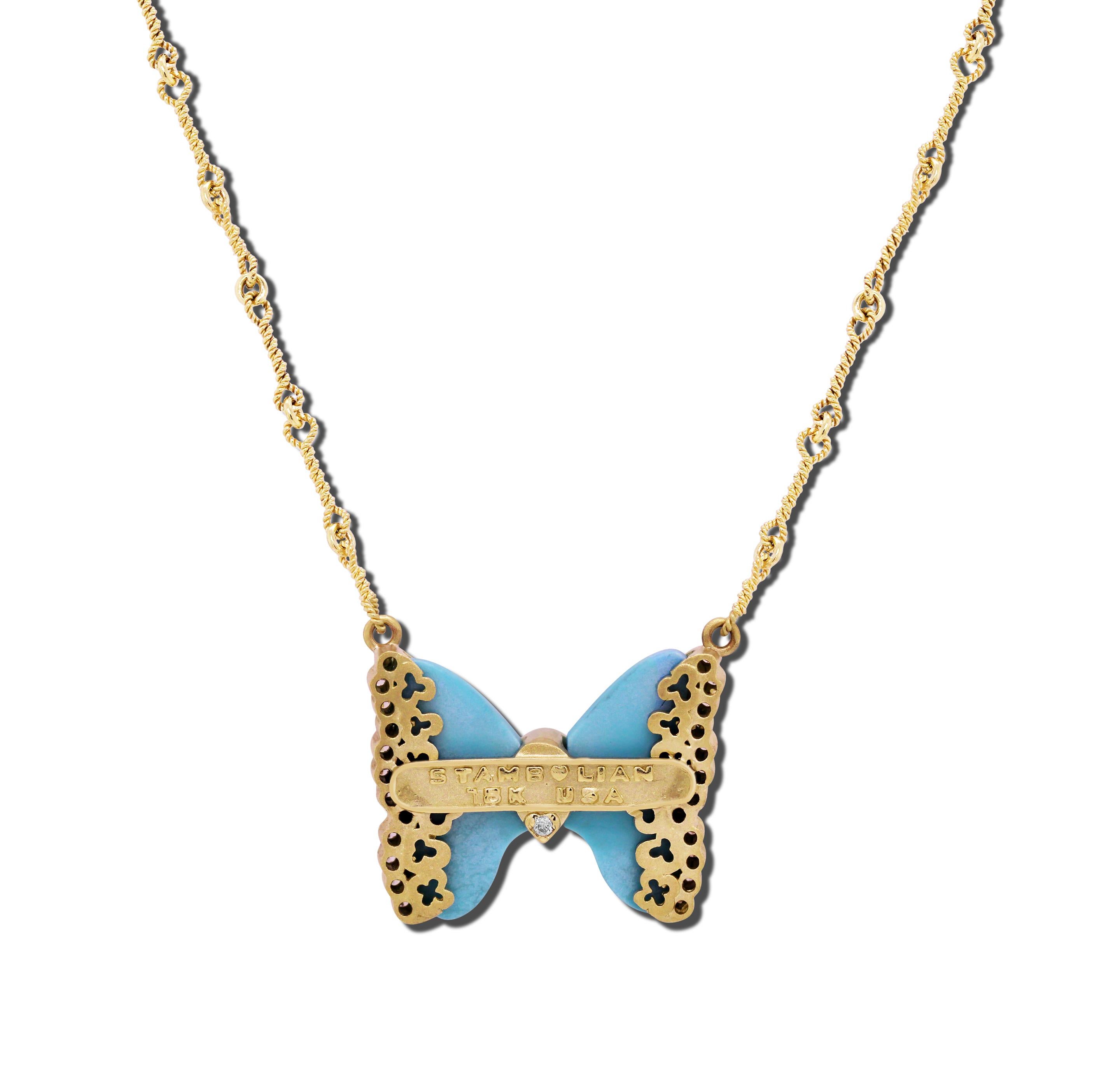 turquoise butterfly necklace