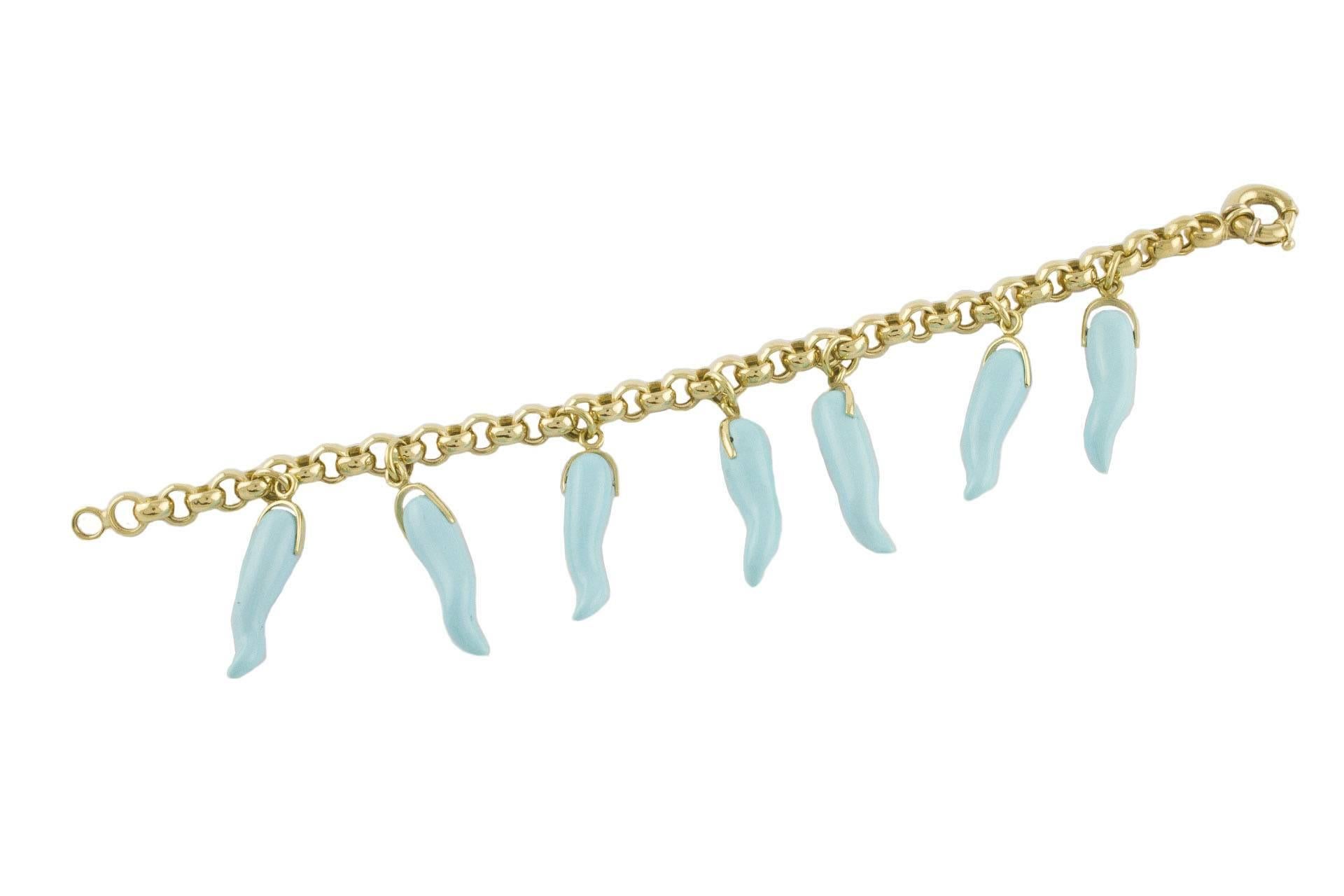 Retro Turquoise Paste Gold Chilly Bracelet For Sale