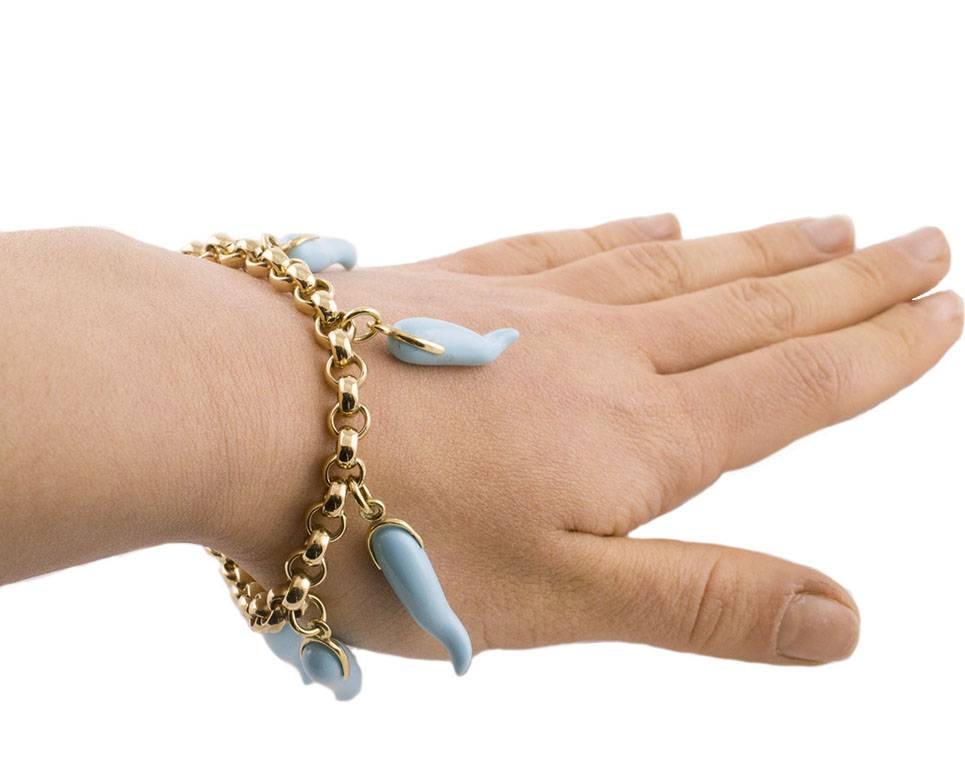 Turquoise Paste Gold Chilly Bracelet For Sale 1
