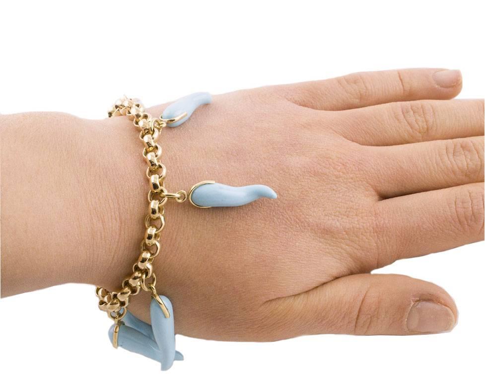 Turquoise Paste Gold Chilly Bracelet For Sale 2