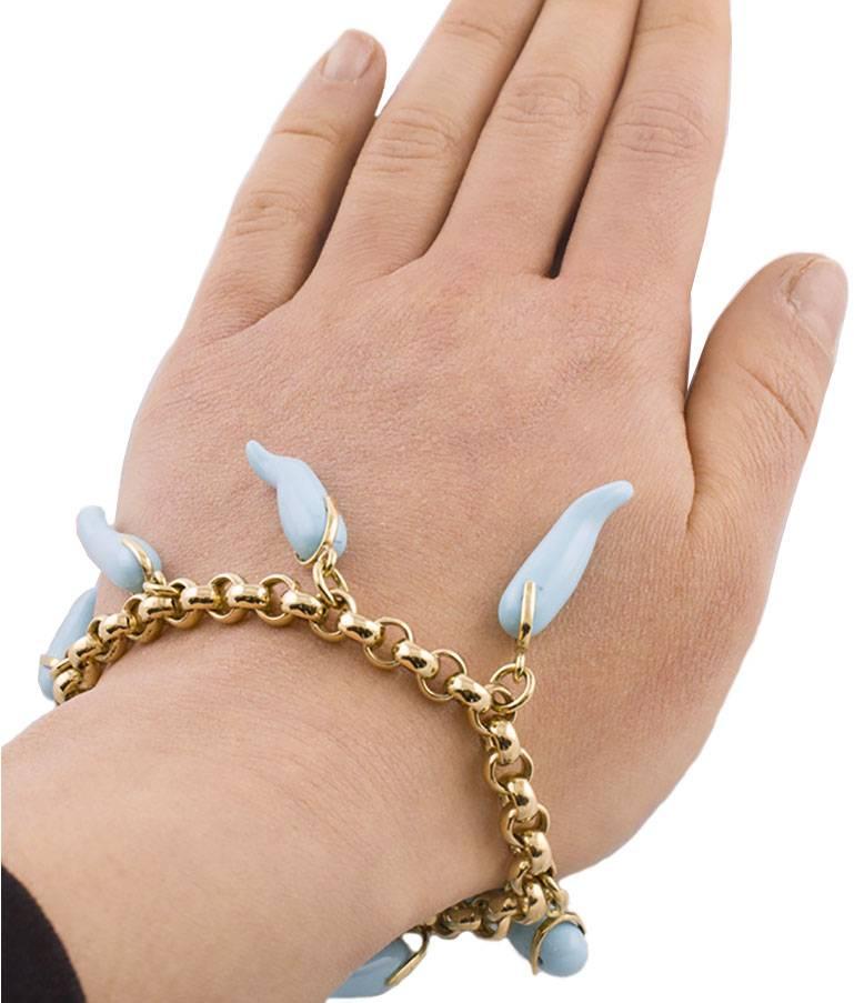 Turquoise Paste Gold Chilly Bracelet For Sale 3