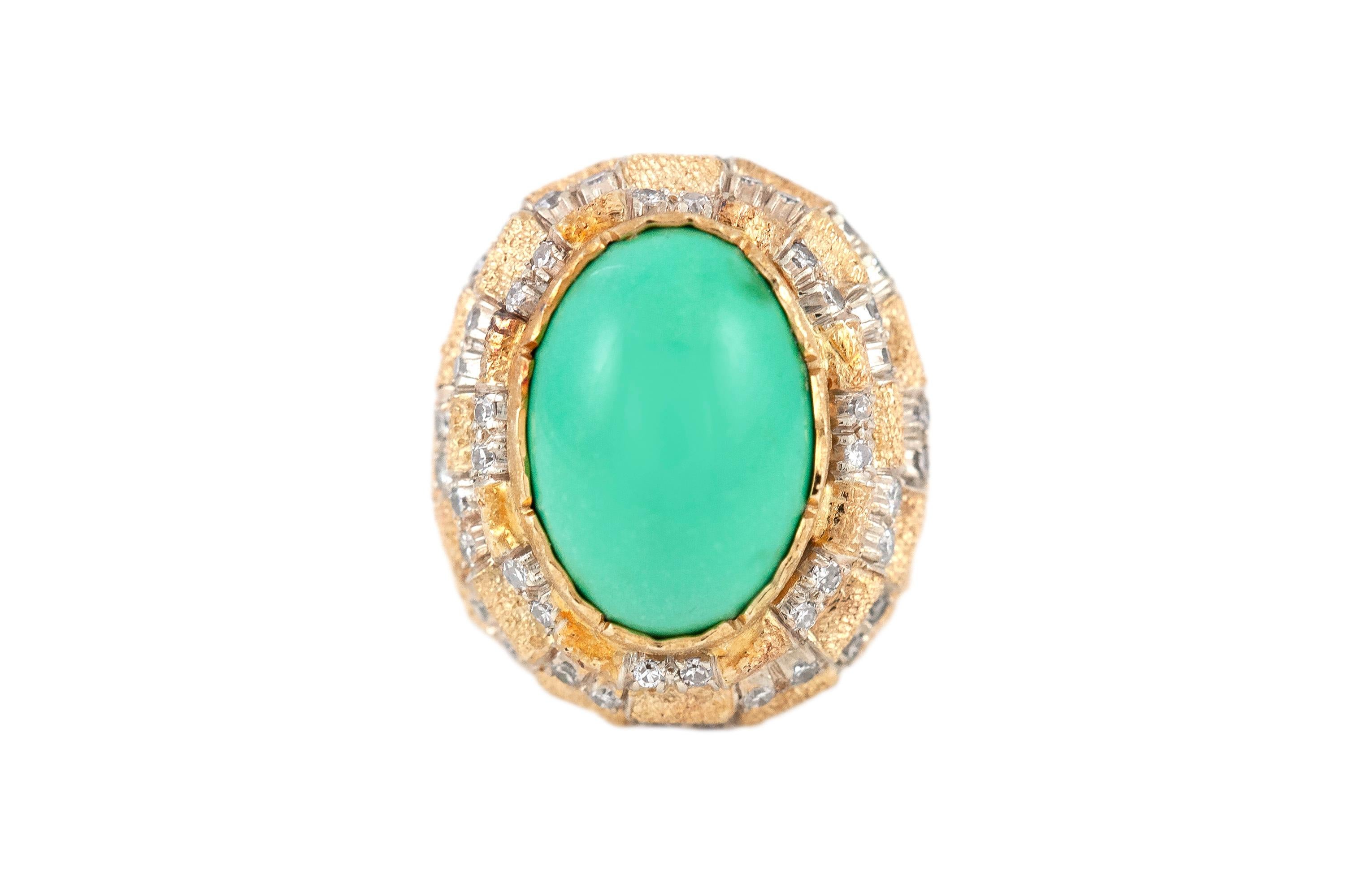 Round Cut Turquoise Gold Cocktail Ring