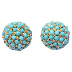 Turquoise Gold Dome Earrings