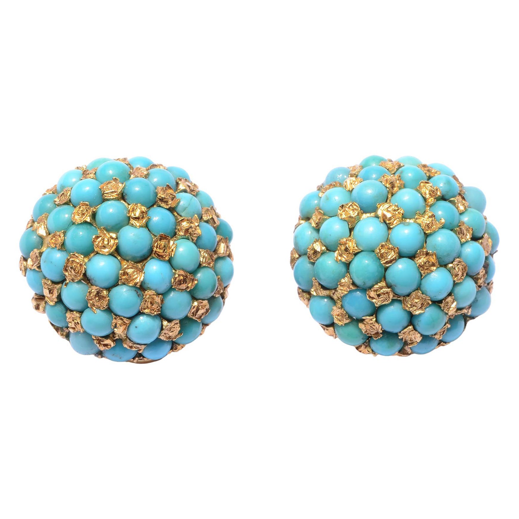 Turquoise Gold Dome Earrings