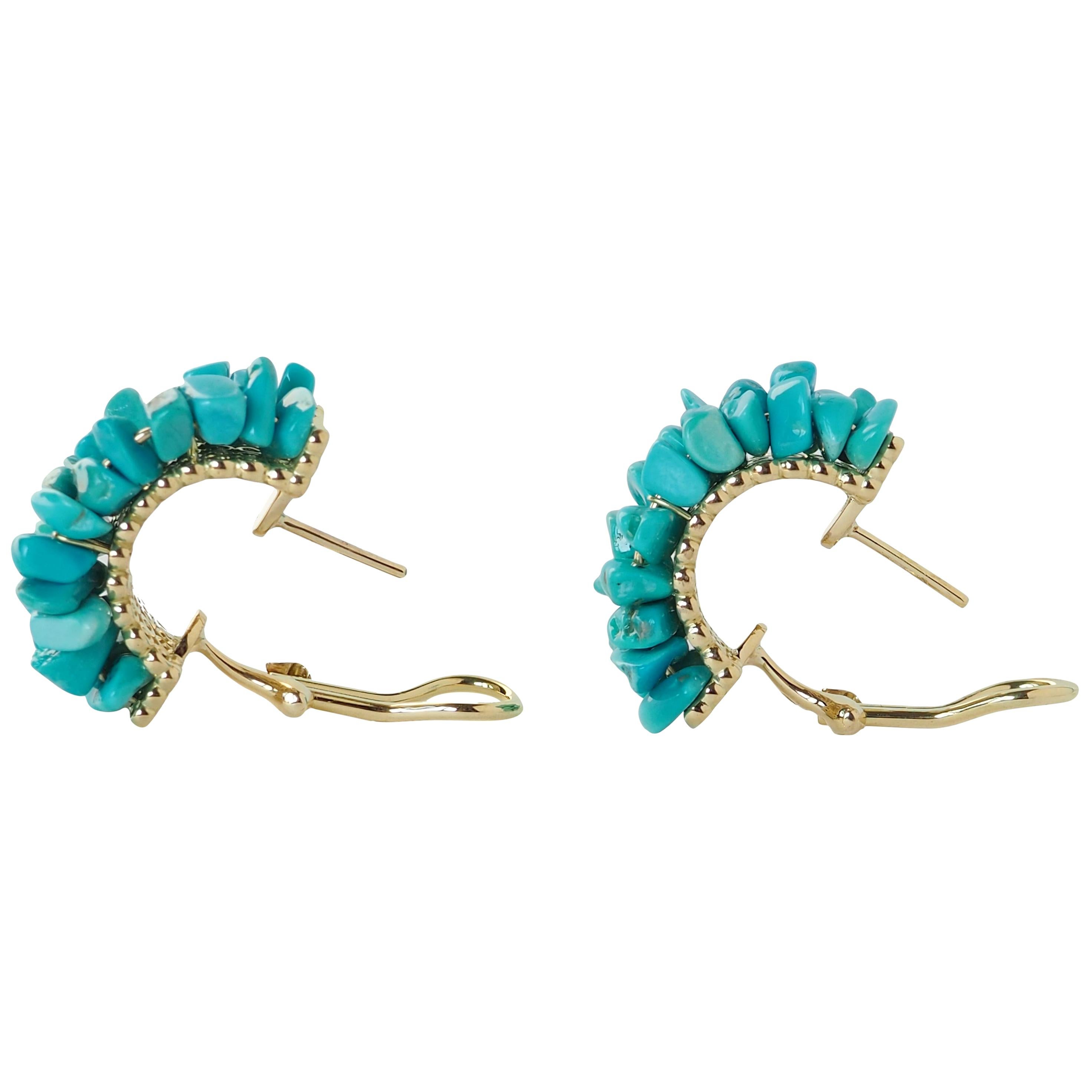 Turquoise Gold Earrings For Sale at 1stdibs