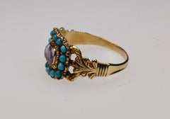 Turquoise Gold Mourning Ring