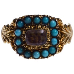 Turquoise Gold Mourning Ring