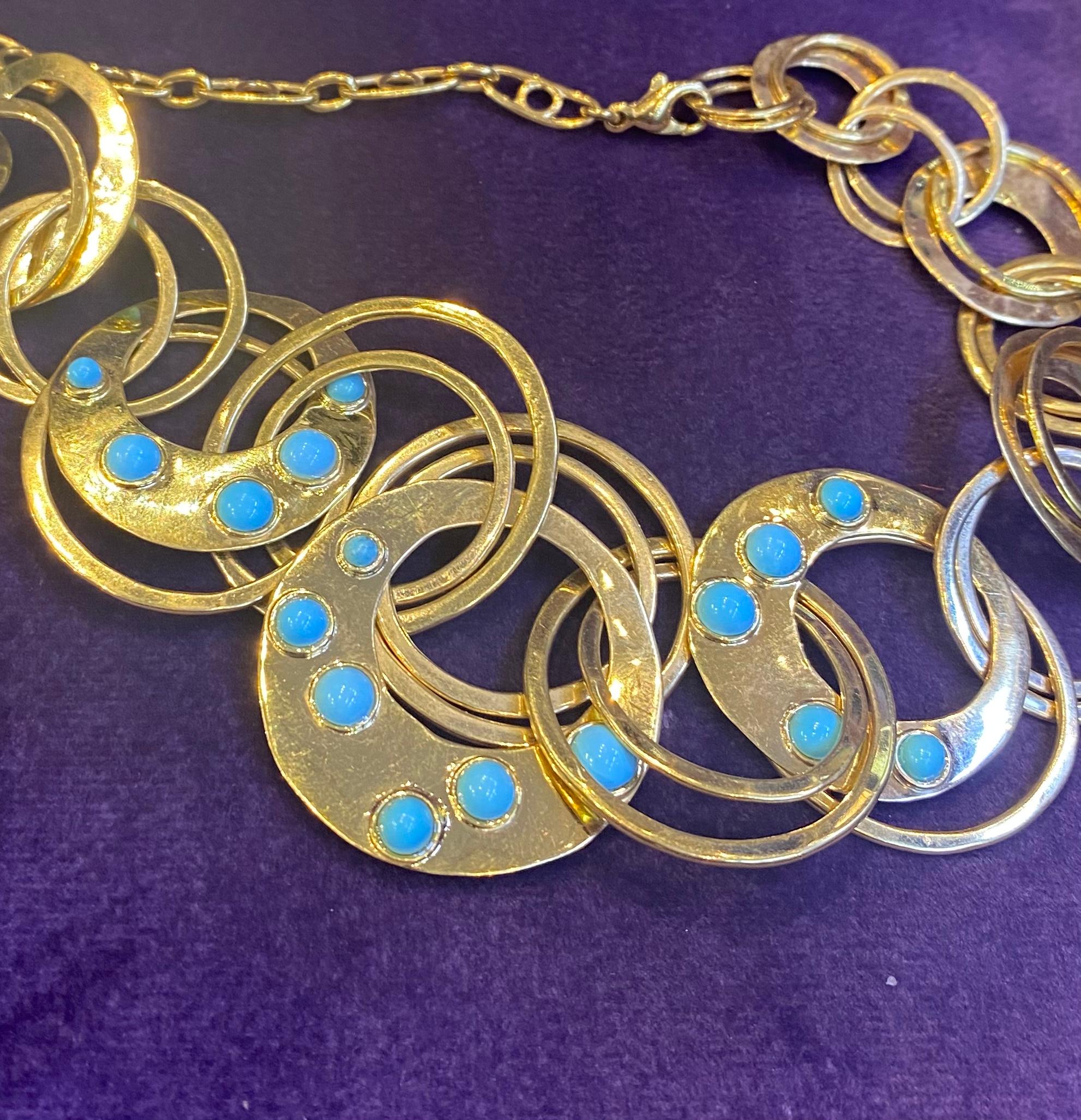 Turquoise & Gold Necklace by Cusi  For Sale 1