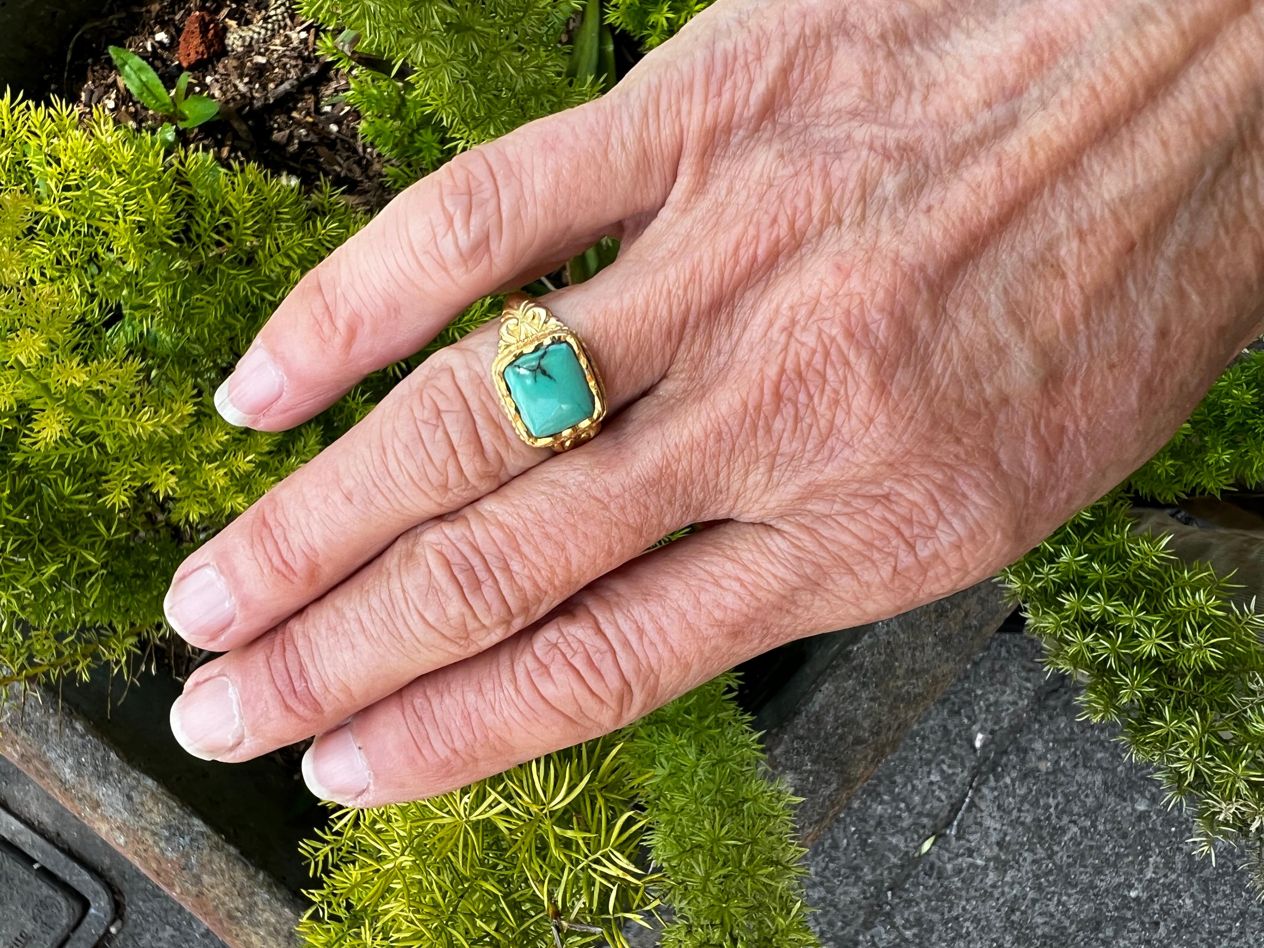 Modern Turquoise Gold Ring 