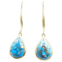 Turquoise 
Gold Tone Long Drop Earrings