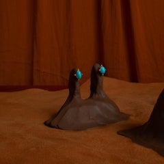 Turquoise Granulated Stud Earrings 18k Yellow Gold with Turquoise Stone