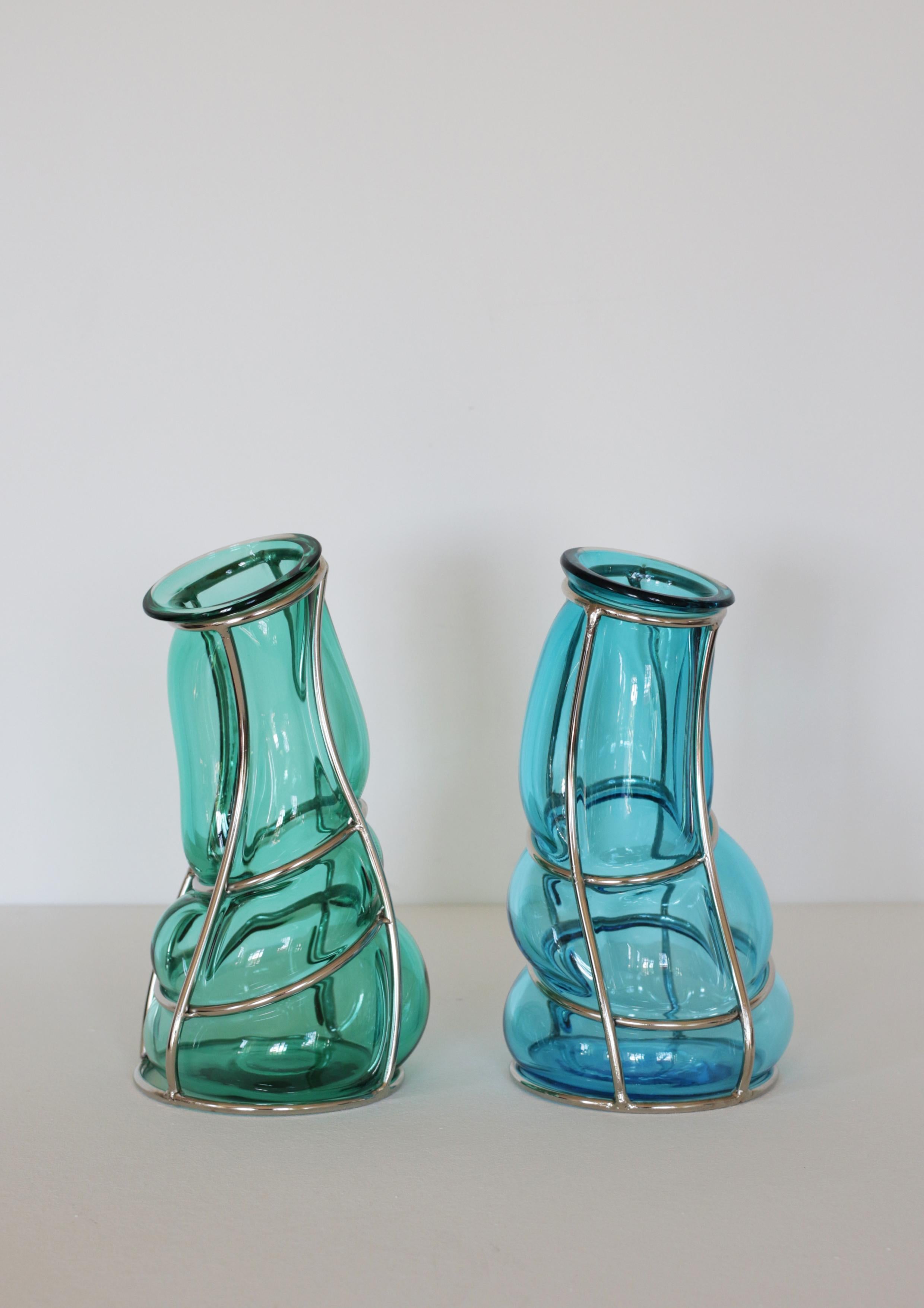 Postmoderne Vase sculptural Babà vert turquoise d'Alice Crepaldi en vente