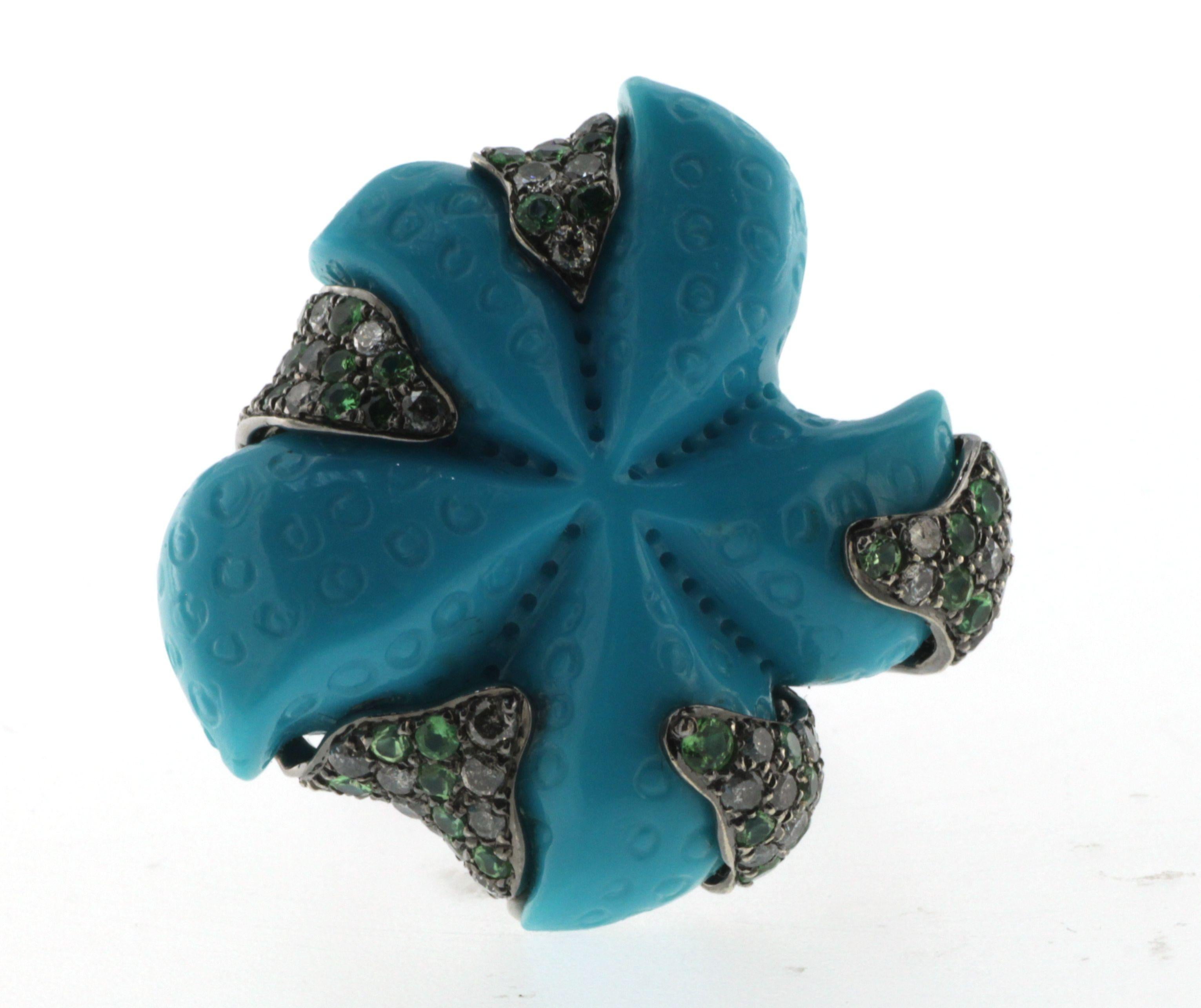 Introducing our vintage-inspired starfish turquoise ring, a captivating piece that celebrates the beauty of the ocean. This ring showcases a stunning 37 Carat turquoise at its center, reminiscent of the mesmerizing colors of the sea. The turquoise
