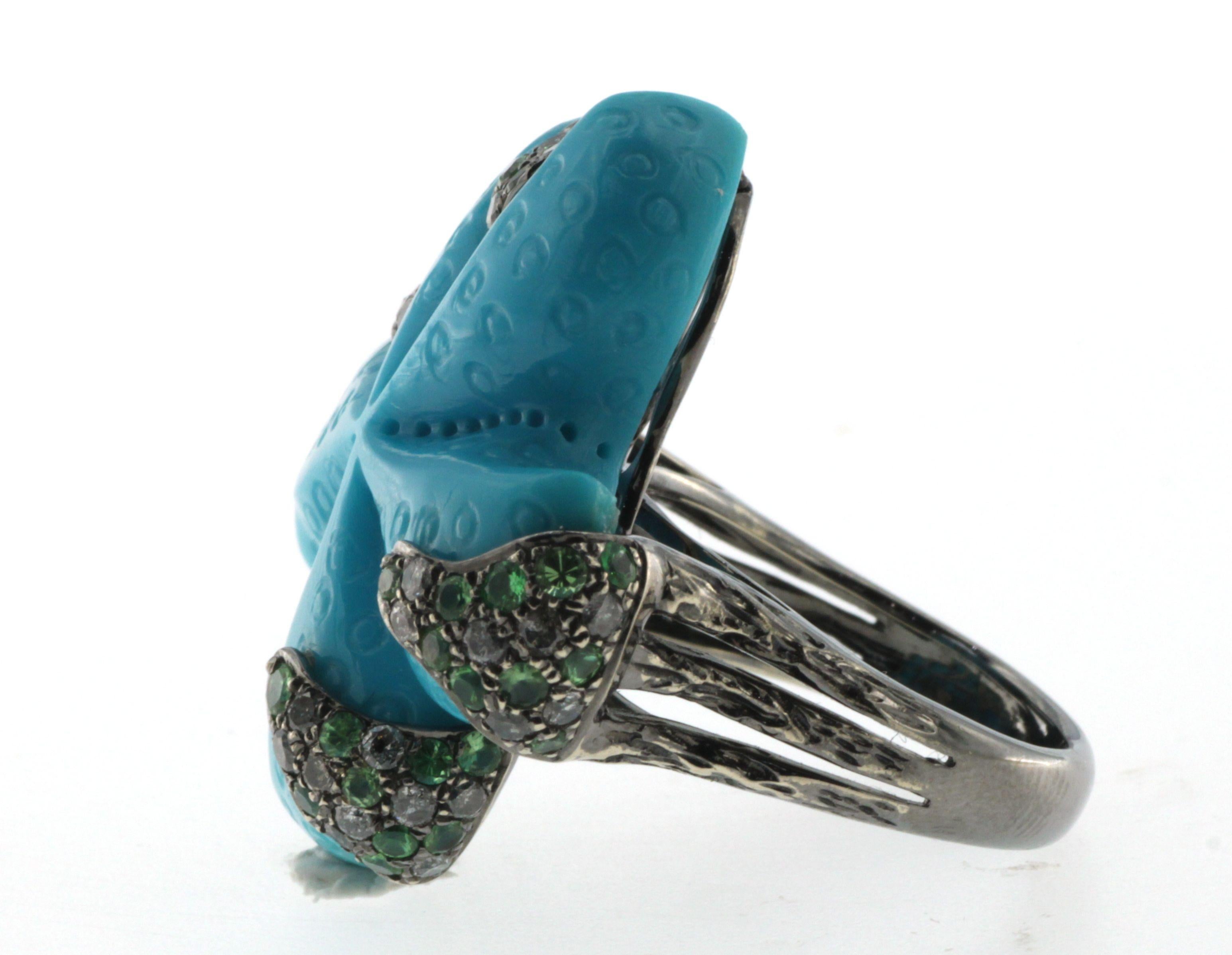 turquoise and garnet ring