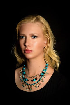 Turquoise, Green Quartz, and Amethyst Beads in a Sterling Silver Necklace