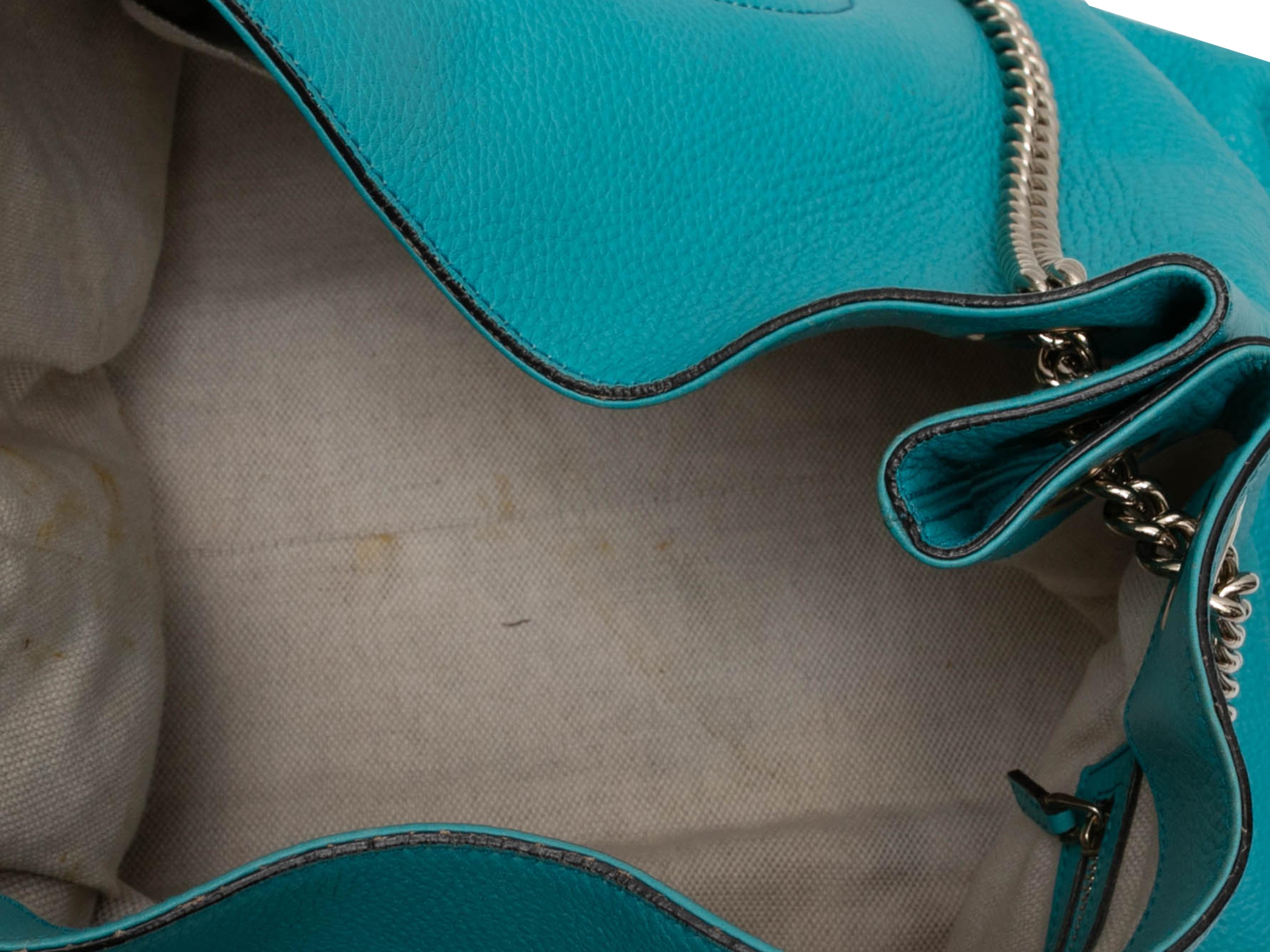 Turquoise Gucci Leather Soho Hobo Tote In Good Condition In New York, NY