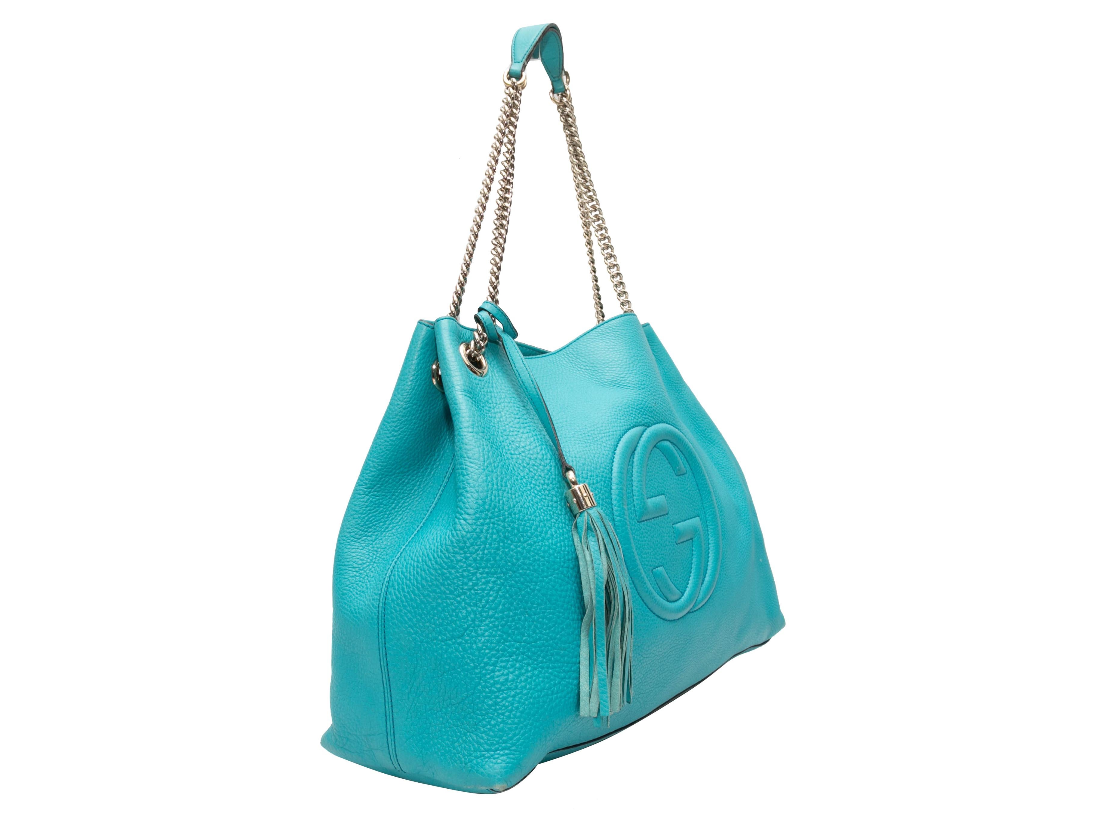 Turquoise Gucci Leather Soho Hobo Tote 1