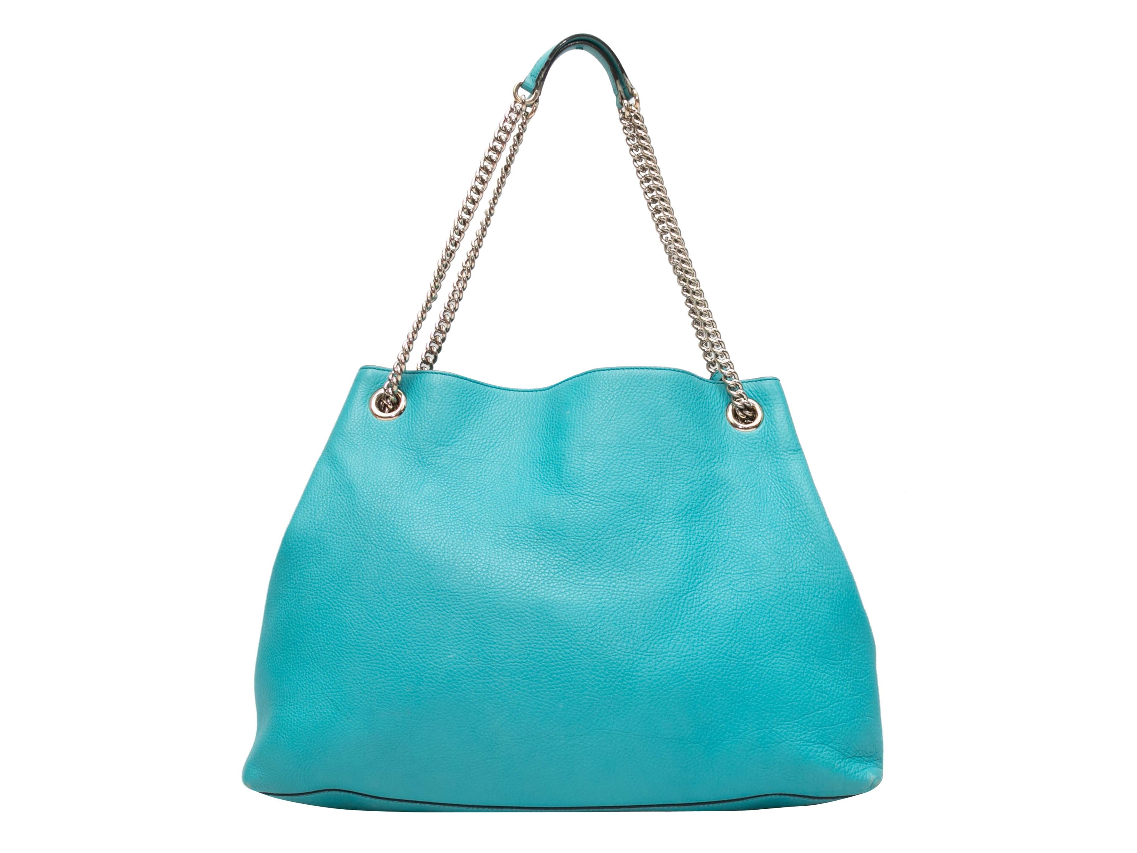 Turquoise Gucci Leather Soho Hobo Tote 2