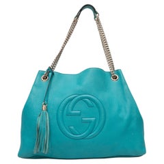 Turquoise Gucci Leather Soho Hobo Tote
