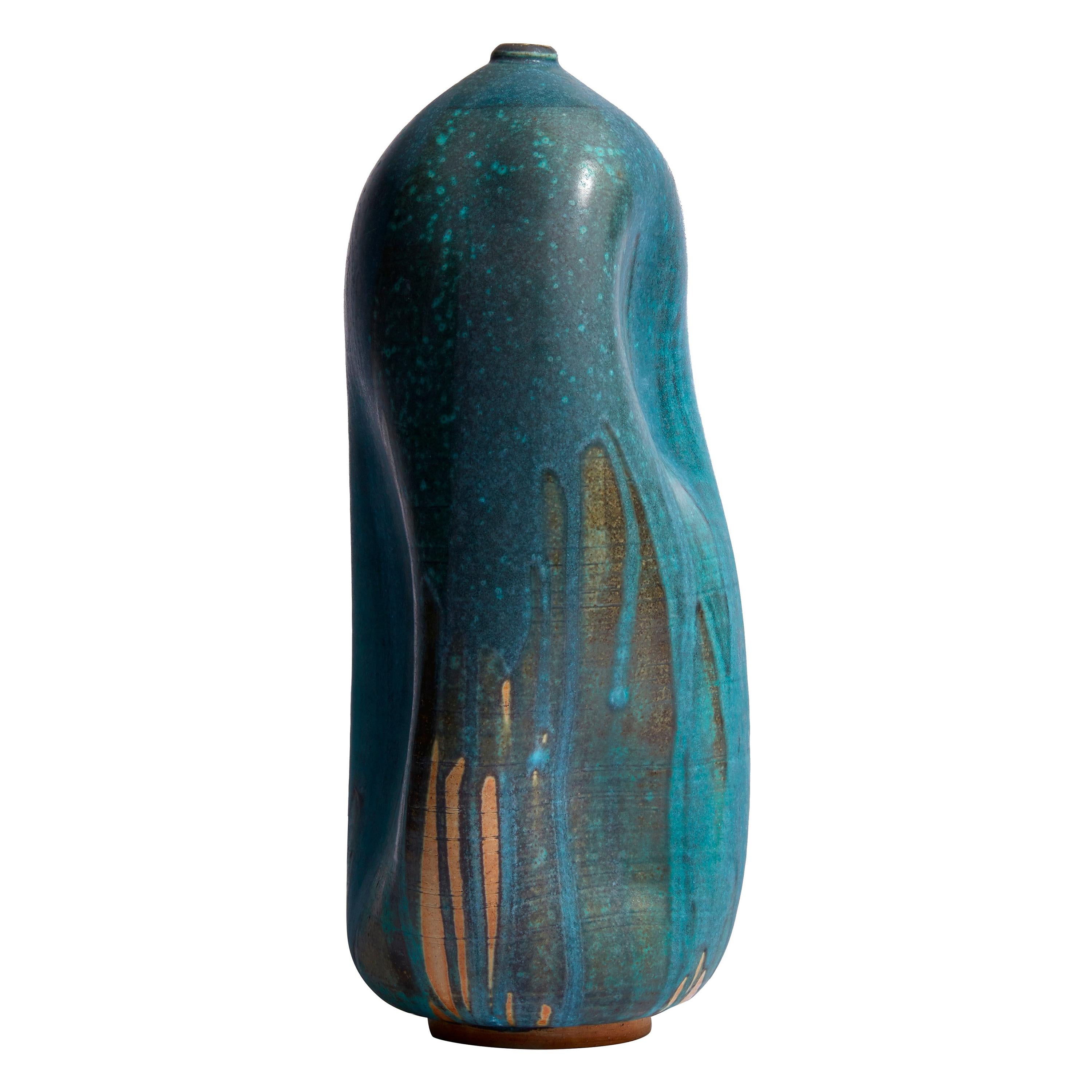 Turquoise Handmade Contemporary Ceramic Vase / Interior Sculpture / Wabi Sabi