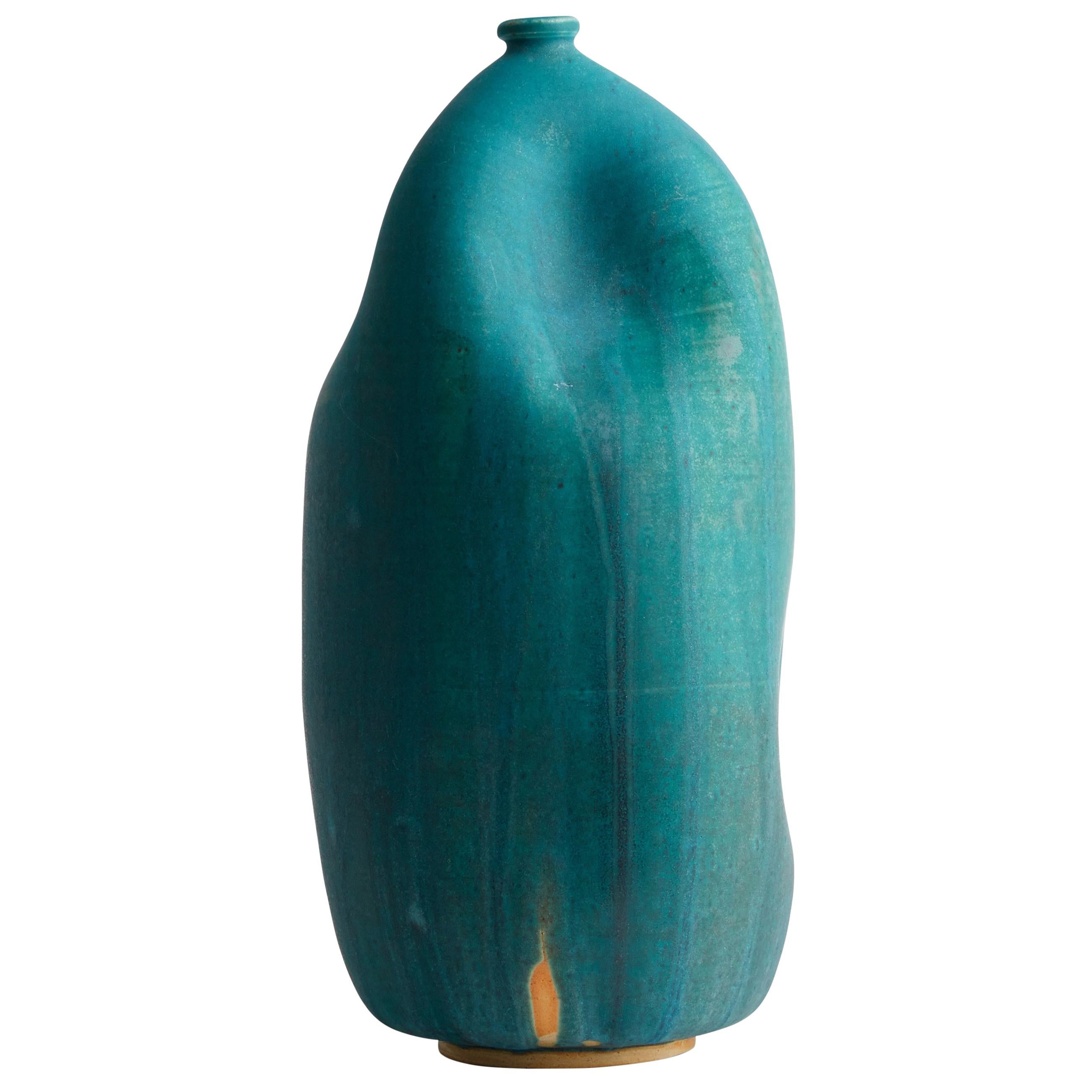 Turquoise Handmade Contemporary Ceramic Vase / Interior Sculpture / Wabi Sabi