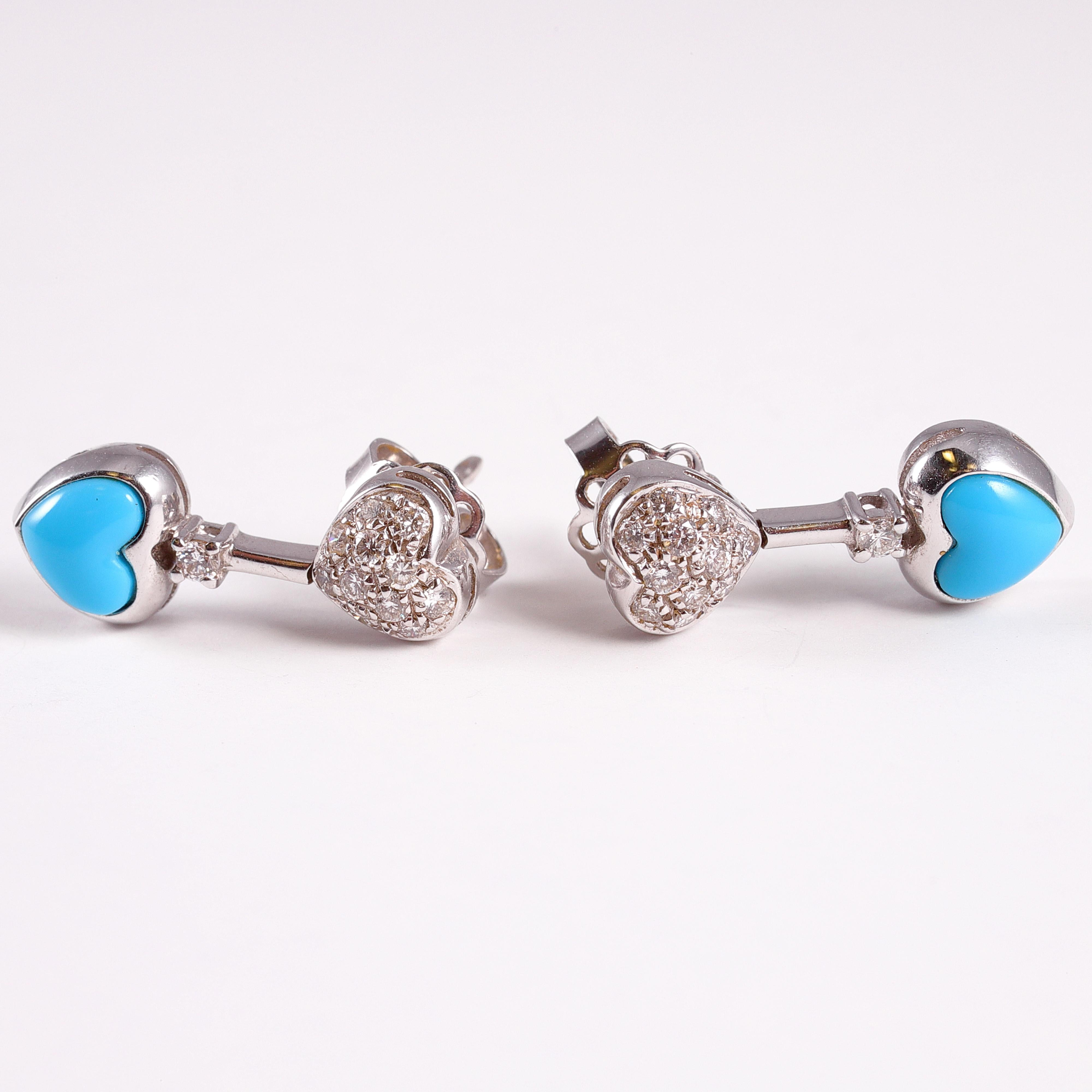 heart shaped turquoise earrings