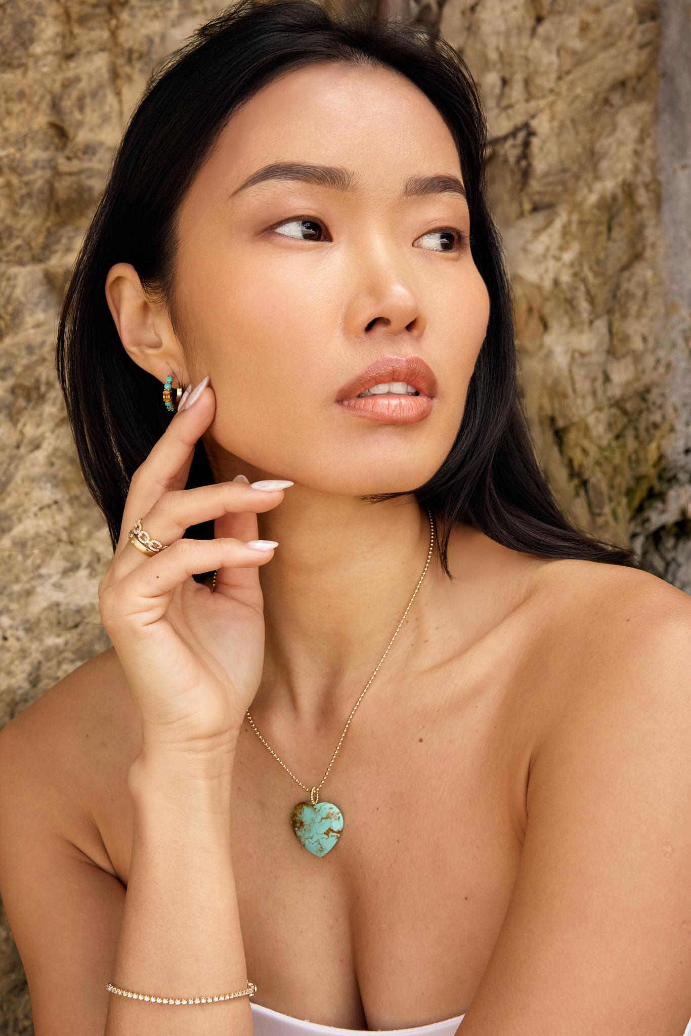 Artisan Turquoise Heart Necklace For Sale