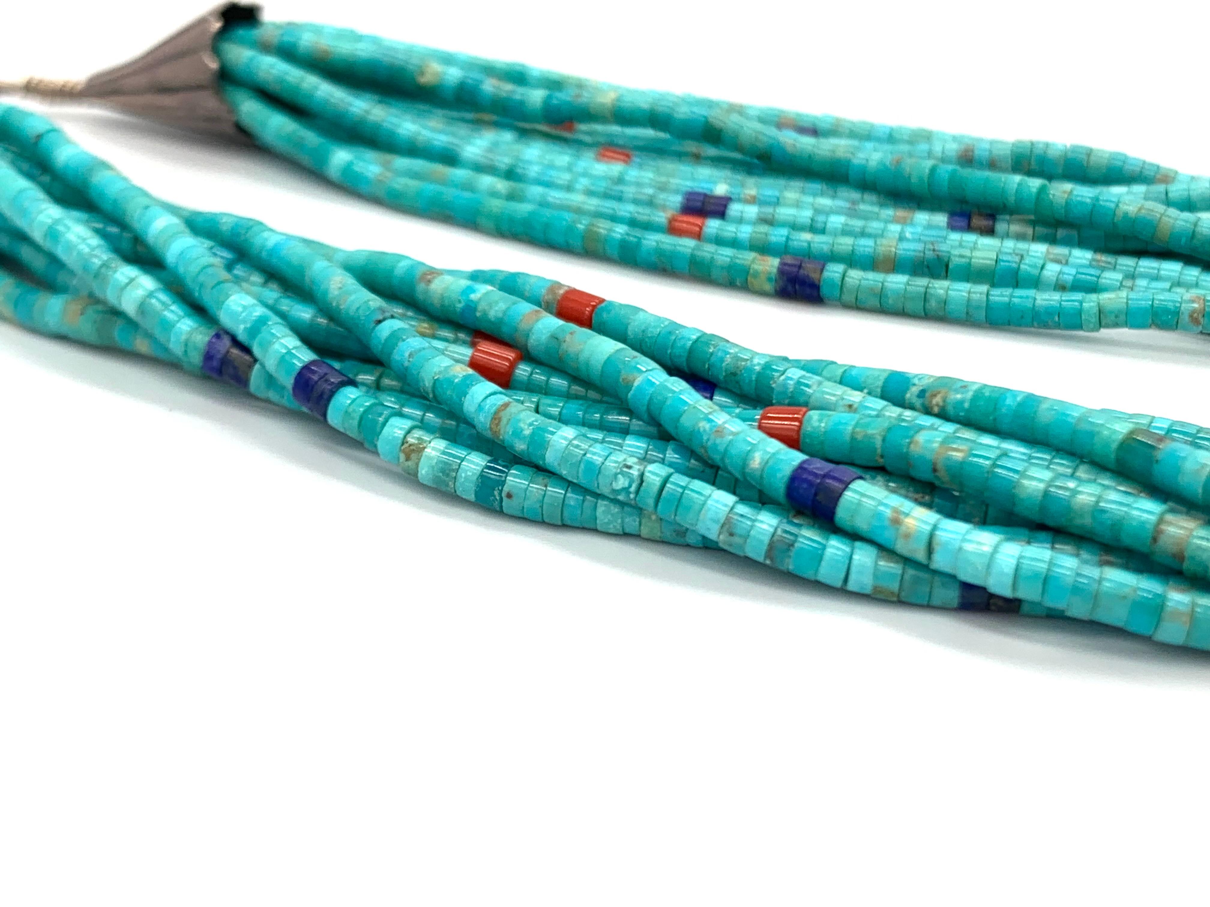 Native American Turquoise Heishi Beads Necklace